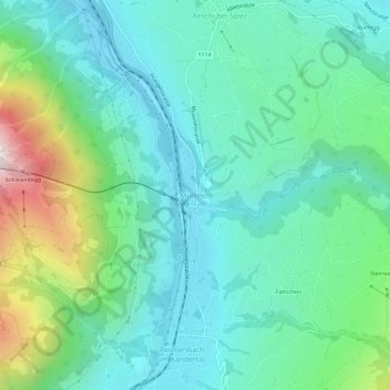 Topografische kaart Mülenen, hoogte, reliëf