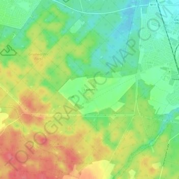 Topografische kaart Laufzorn, hoogte, reliëf