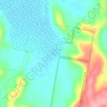 Topografische kaart Bundjalung, hoogte, reliëf