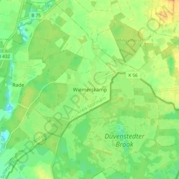 Topografische kaart Wiemerskamp, hoogte, reliëf