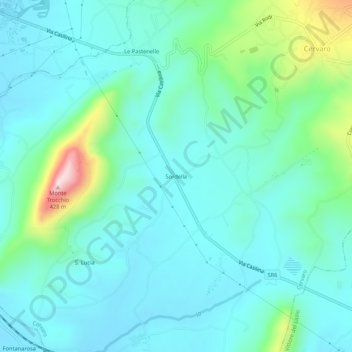 Topografische kaart Sordella, hoogte, reliëf