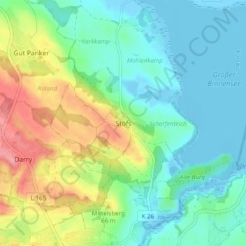 Topografische kaart Stöfs, hoogte, reliëf