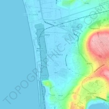 Topografische kaart Nuova Colmata, hoogte, reliëf