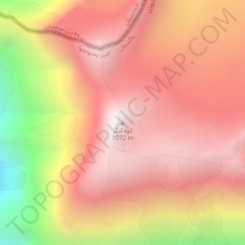 Topografische kaart کوه لنگر, hoogte, reliëf