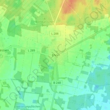 Topografische kaart Ehra, hoogte, reliëf