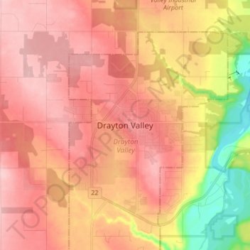 Topografische kaart Drayton Valley, hoogte, reliëf