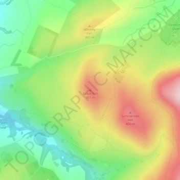 Topografische kaart Talkin Fell, hoogte, reliëf