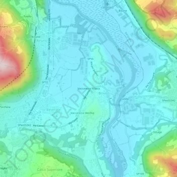 Topografische kaart Vaccarezza Nuova, hoogte, reliëf
