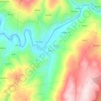 Topografische kaart Reriz, hoogte, reliëf