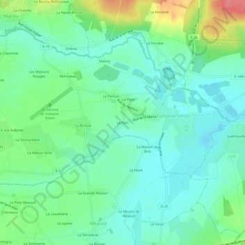 Topografische kaart Le Parc, hoogte, reliëf
