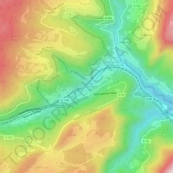 Topografische kaart La Voute, hoogte, reliëf