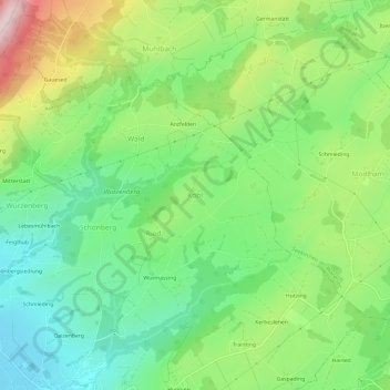 Topografische kaart Kobl, hoogte, reliëf