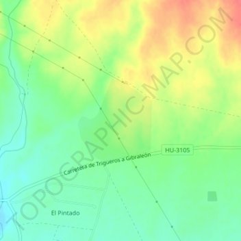 Topografische kaart Los Centenales, hoogte, reliëf