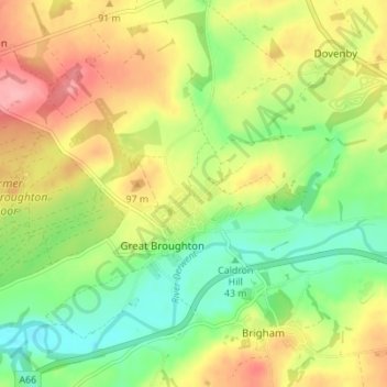 Topografische kaart Little Broughton, hoogte, reliëf