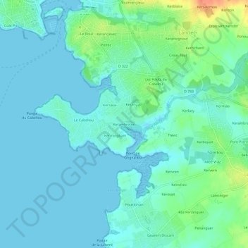 Topografische kaart Kerambreton, hoogte, reliëf
