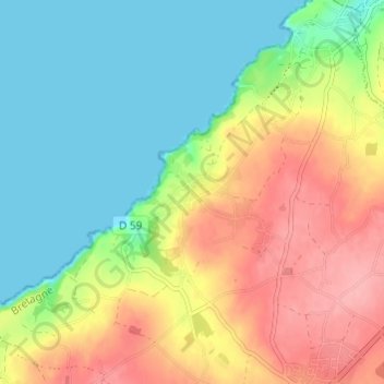 Topografische kaart La Cotentin, hoogte, reliëf