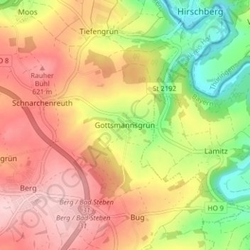 Topografische kaart Gottsmannsgrün, hoogte, reliëf