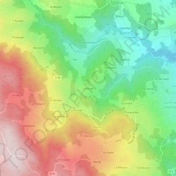 Topografische kaart Urzenge, hoogte, reliëf