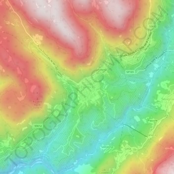 Topografische kaart Cembra, hoogte, reliëf