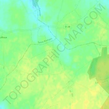 Topografische kaart Pouillac, hoogte, reliëf