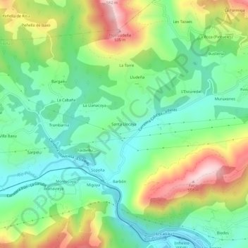 Topografische kaart Santa Llocaya, hoogte, reliëf