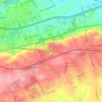 Topografische kaart Knickerbocker, hoogte, reliëf