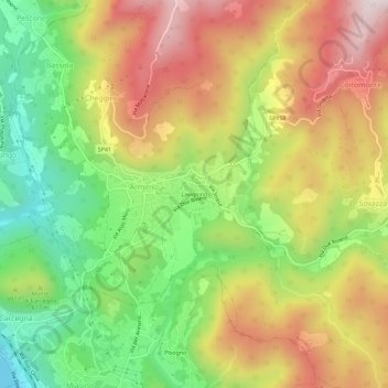 Topografische kaart Lavignino, hoogte, reliëf