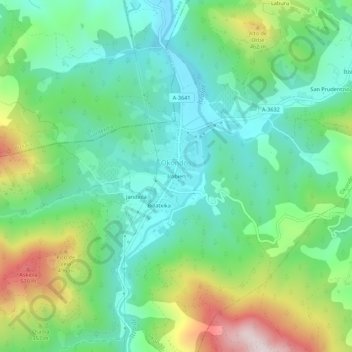 Topografische kaart Irabien, hoogte, reliëf