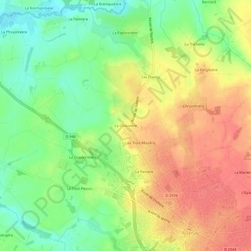 Topografische kaart La Chauvière, hoogte, reliëf