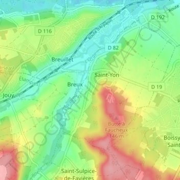 Topografische kaart Les Cosnardières, hoogte, reliëf