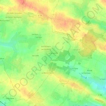 Topografische kaart La Bougrière, hoogte, reliëf