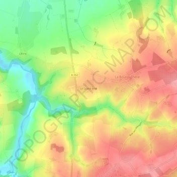 Topografische kaart Le Grand Breil, hoogte, reliëf