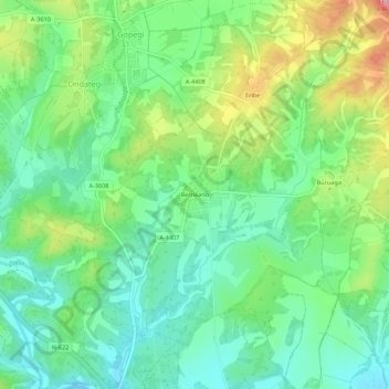 Topografische kaart Berrícano, hoogte, reliëf
