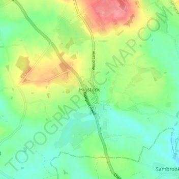 Topografische kaart Hinstock, hoogte, reliëf