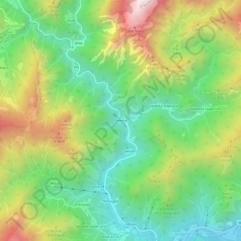 Topografische kaart Ferrera, hoogte, reliëf