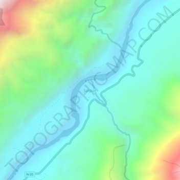Topografische kaart Jalipur, hoogte, reliëf