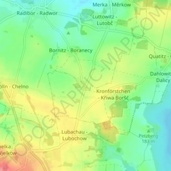 Topografische kaart Neu-Bornitz, hoogte, reliëf