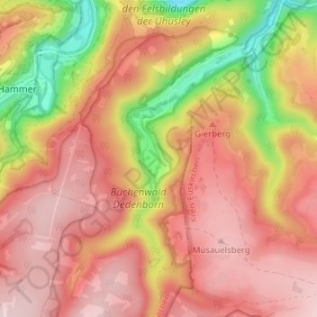 Topografische kaart Hirschrott, hoogte, reliëf