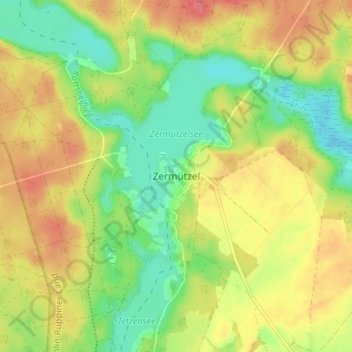 Topografische kaart Zermützel, hoogte, reliëf
