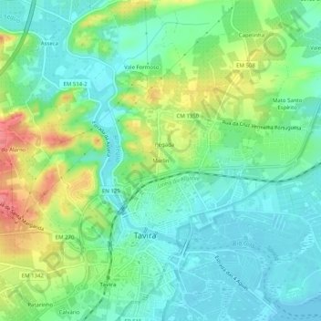 Topografische kaart Marlin, hoogte, reliëf
