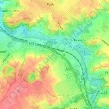 Topografische kaart Nagelbeek, hoogte, reliëf