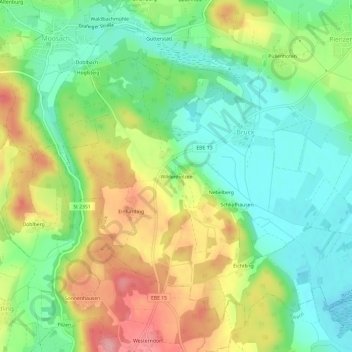 Topografische kaart Wildenholzen, hoogte, reliëf