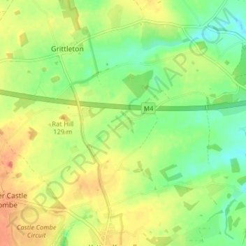 Topografische kaart Sevington, hoogte, reliëf