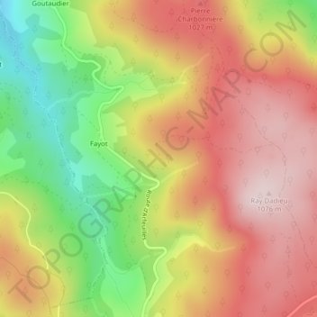 Topografische kaart Le Roc Pointu, hoogte, reliëf