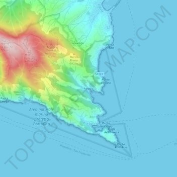 Topografische kaart Paraggi, hoogte, reliëf