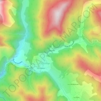Topografische kaart La Révolte, hoogte, reliëf