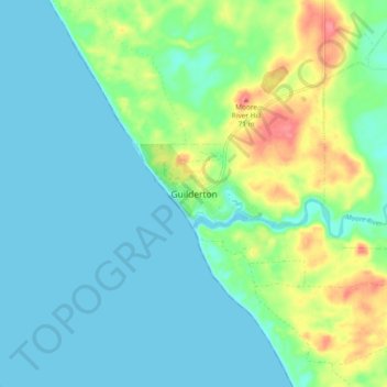Topografische kaart Guilderton, hoogte, reliëf