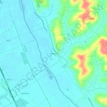 Topografische kaart Chianacce, hoogte, reliëf