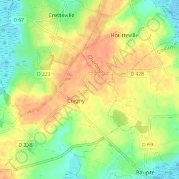 Topografische kaart Le Haisnay, hoogte, reliëf