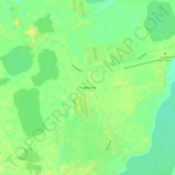 Topografische kaart Prudhoe Bay, hoogte, reliëf